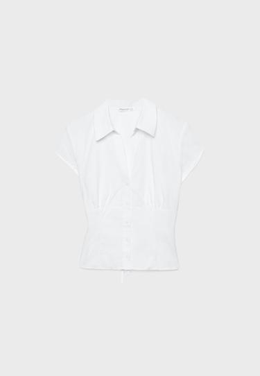 Short sleeve shirt with underbust seam — White 7
