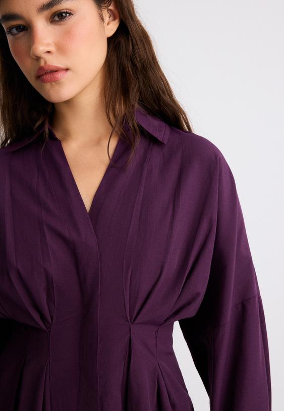 camisa popelina com pregas