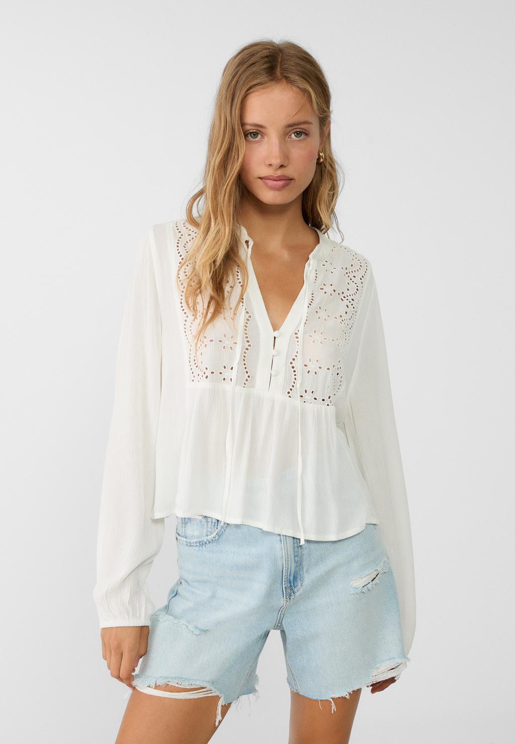 Flowing embroidered blouse