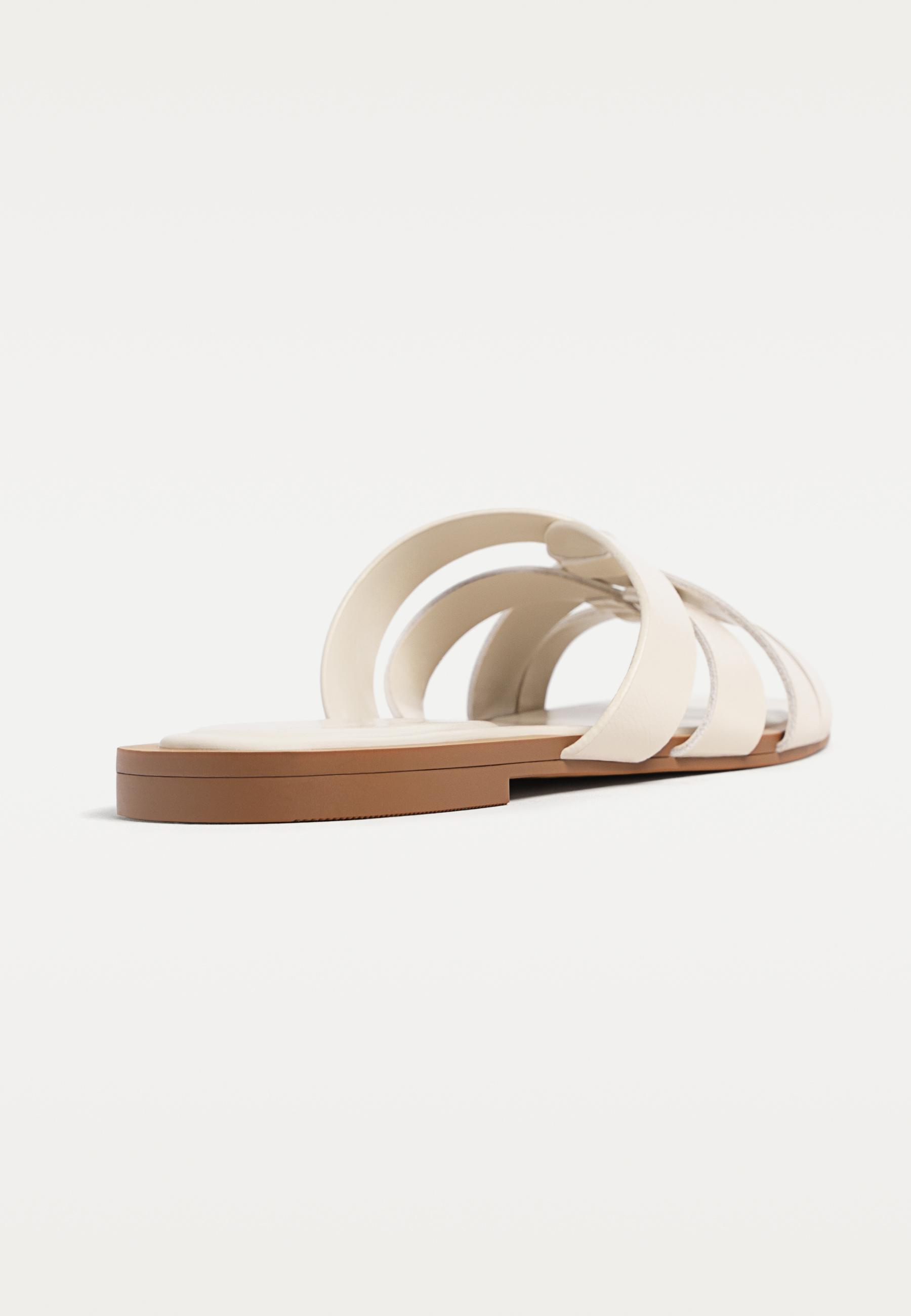 Flat strappy slider sandals — WHITE