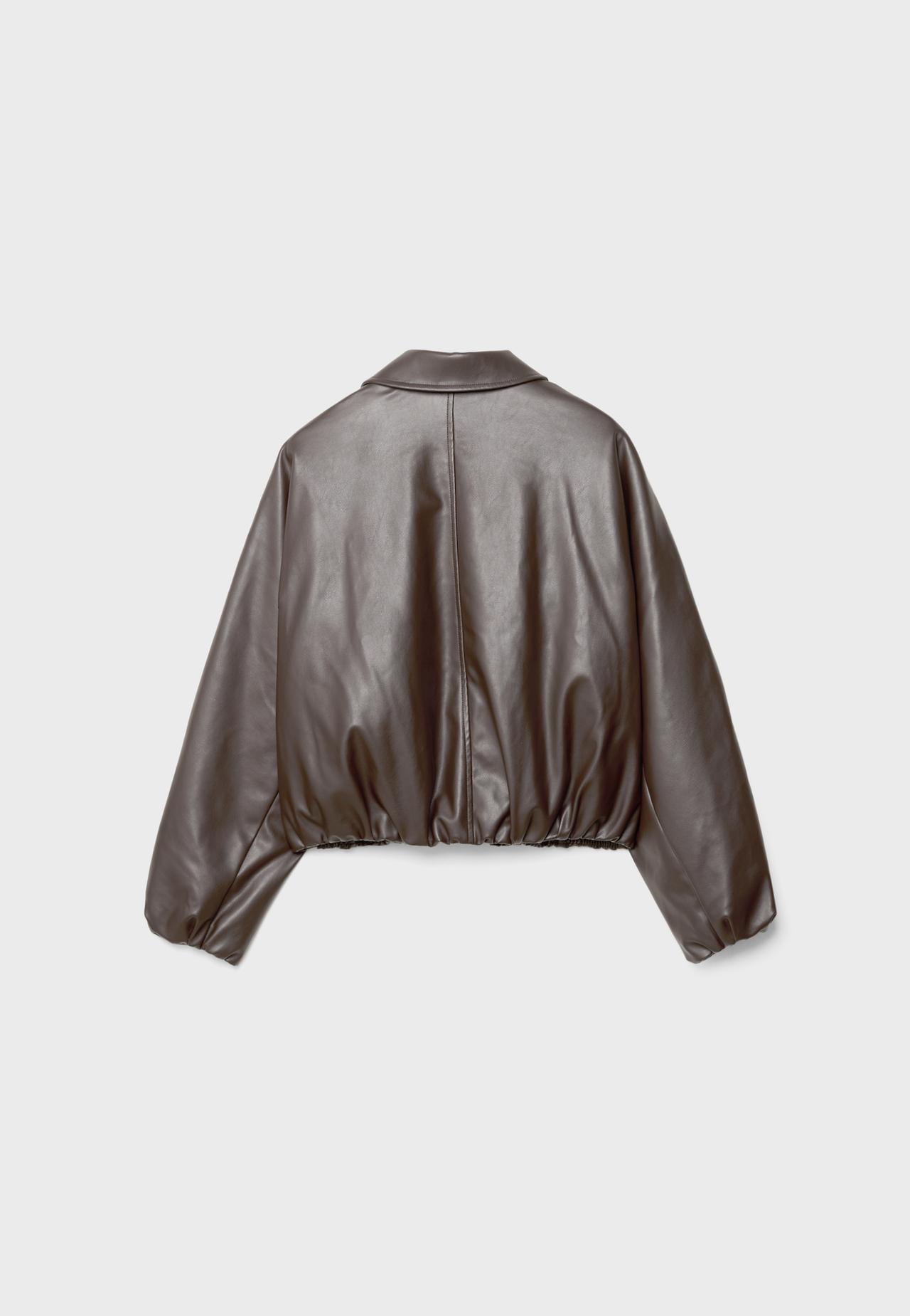 Leather effect quilted bomber jacket — Brown
