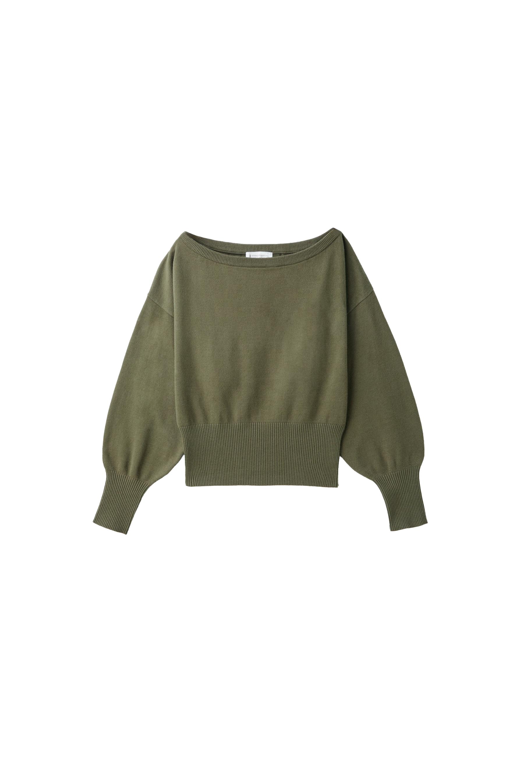 Asymmetric ribbed hem knit jumper — Khaki