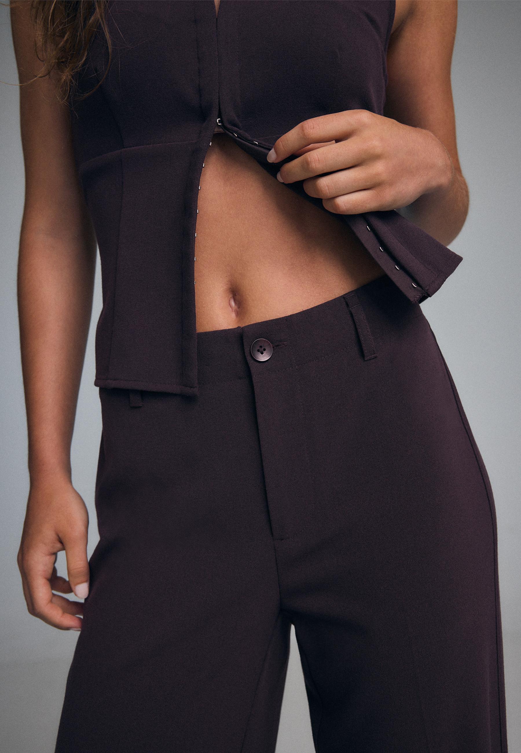 Slim Fit Straight Trousers — Dark purple