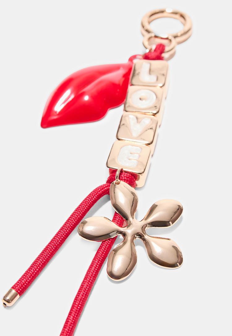 Stradivarius Μπρελόκ Με Charm Χείλη Και Love Κόκκινο Os φωτογραφία