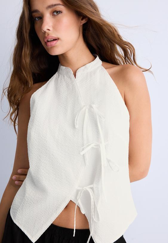 top halter qipao nodi semiarricciato