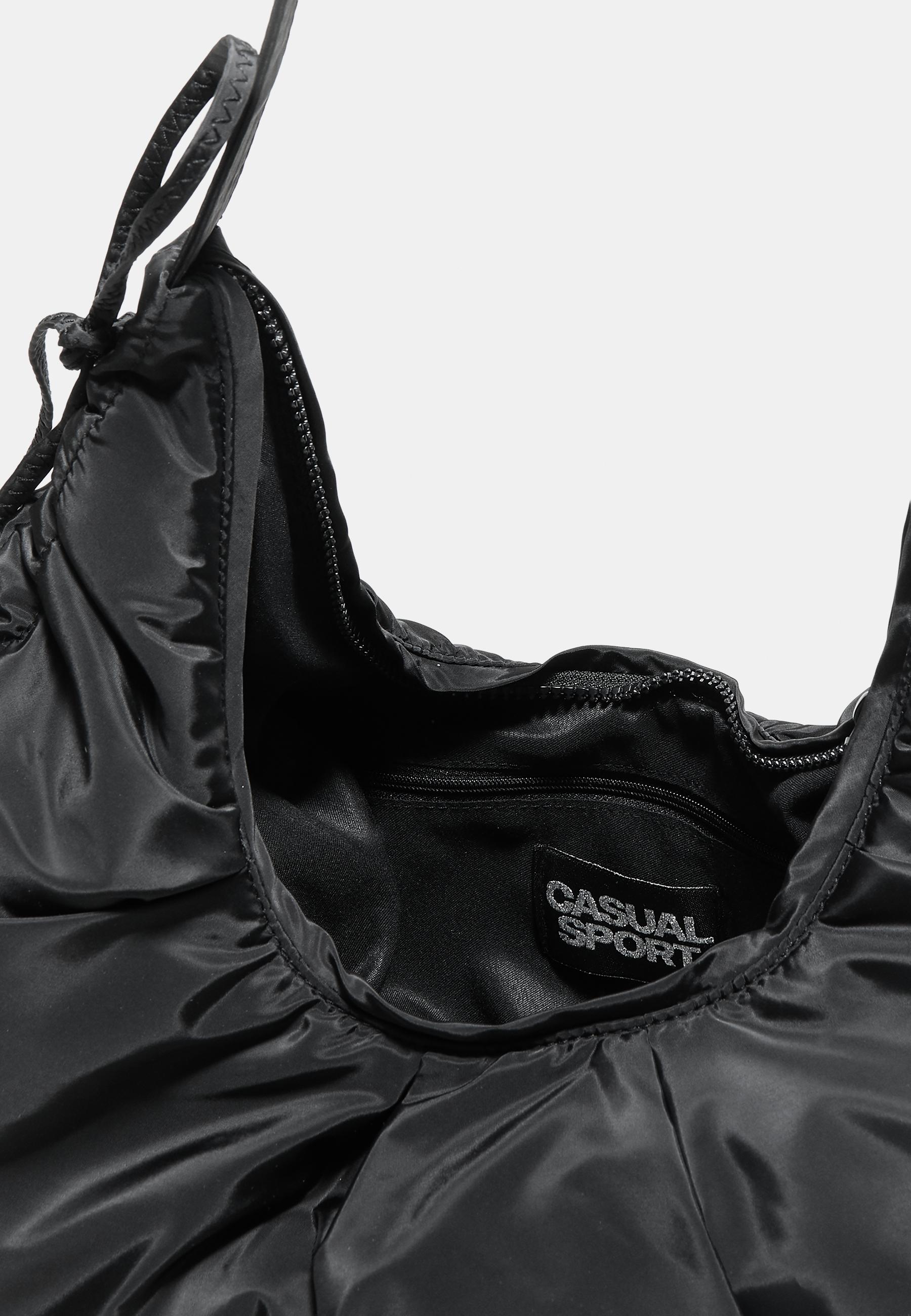 Ruched fabric crossbody bag — Black