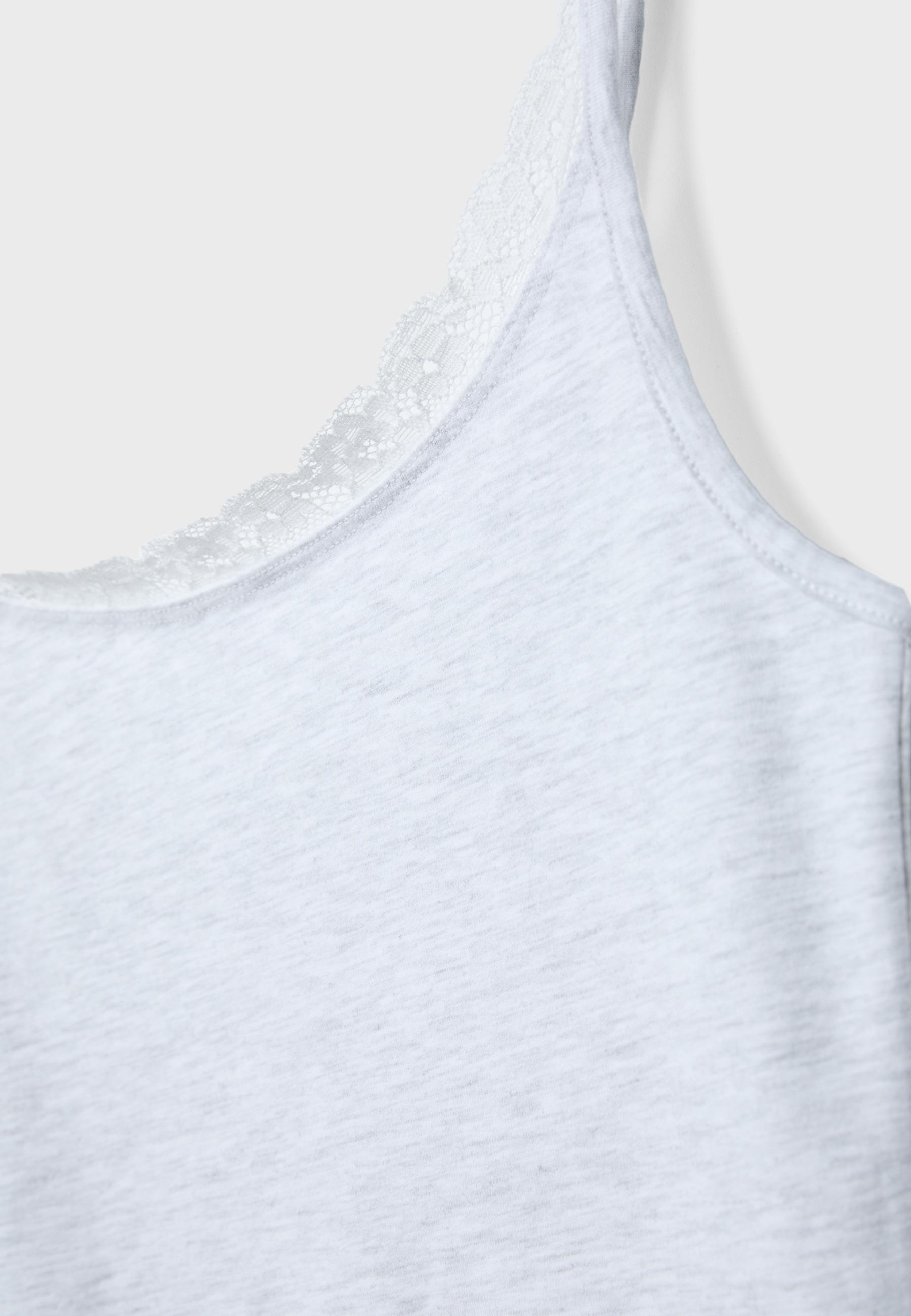 Lace trim strappy top — Grey melange
