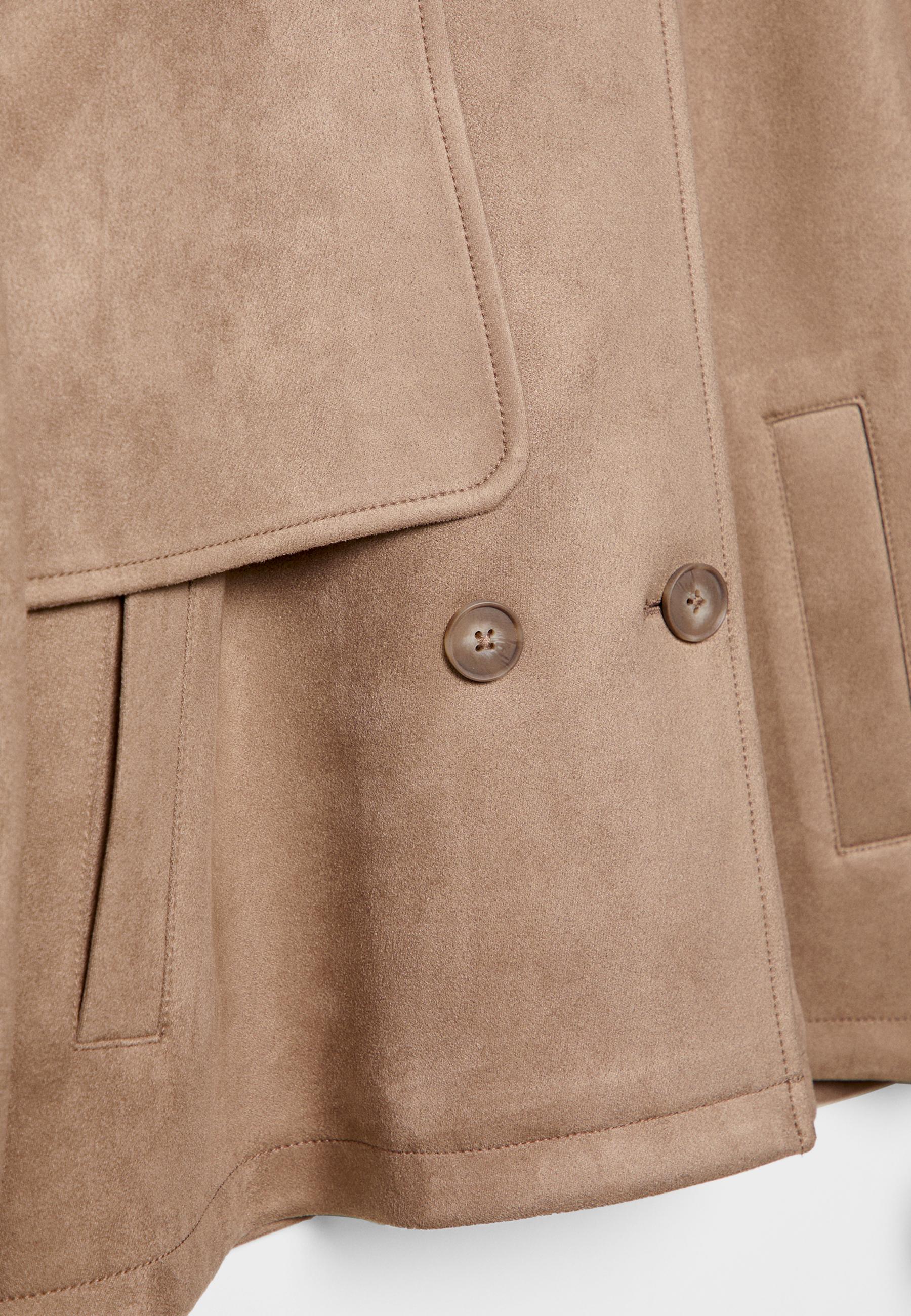 Short faux suede trench coat — Caramel