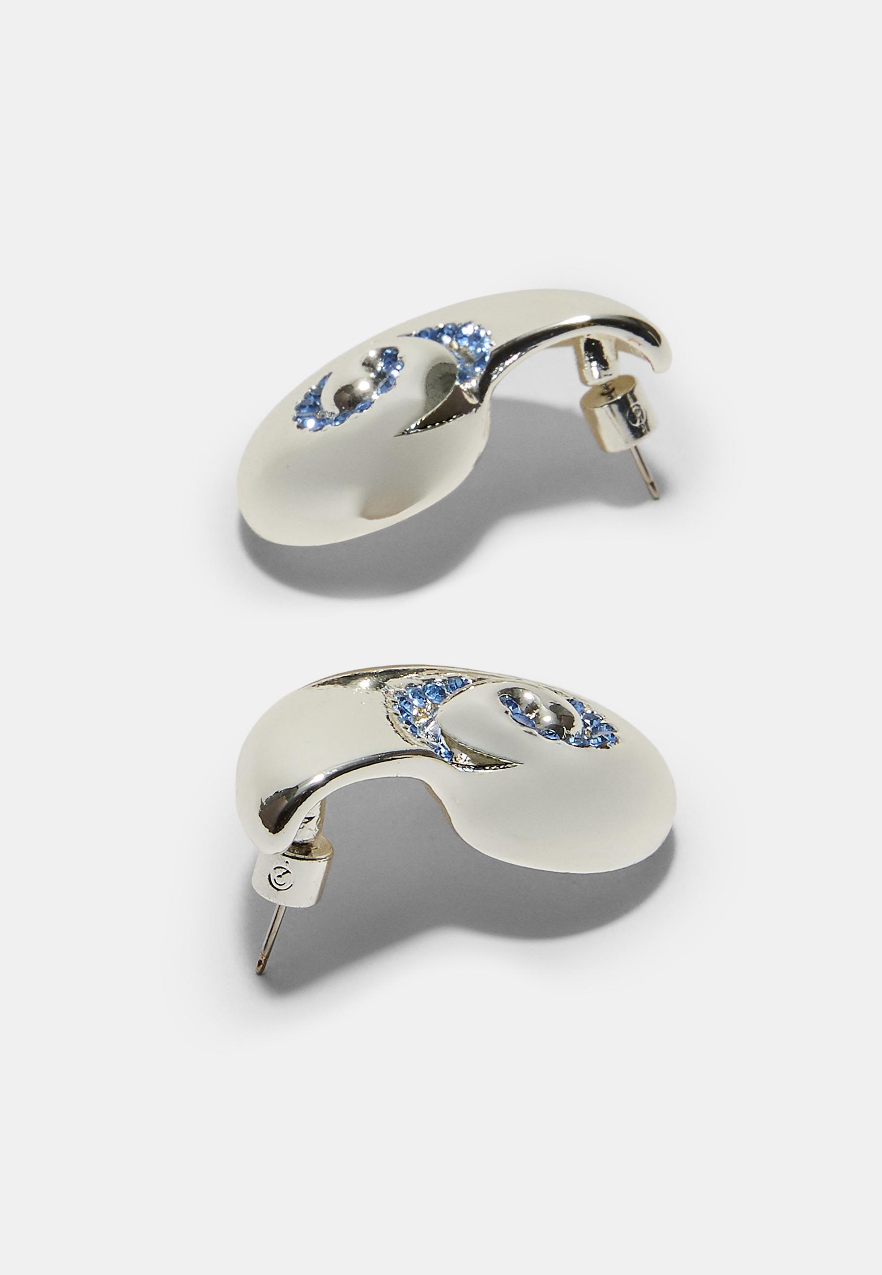 Seashell rhinestone earrings — Grey