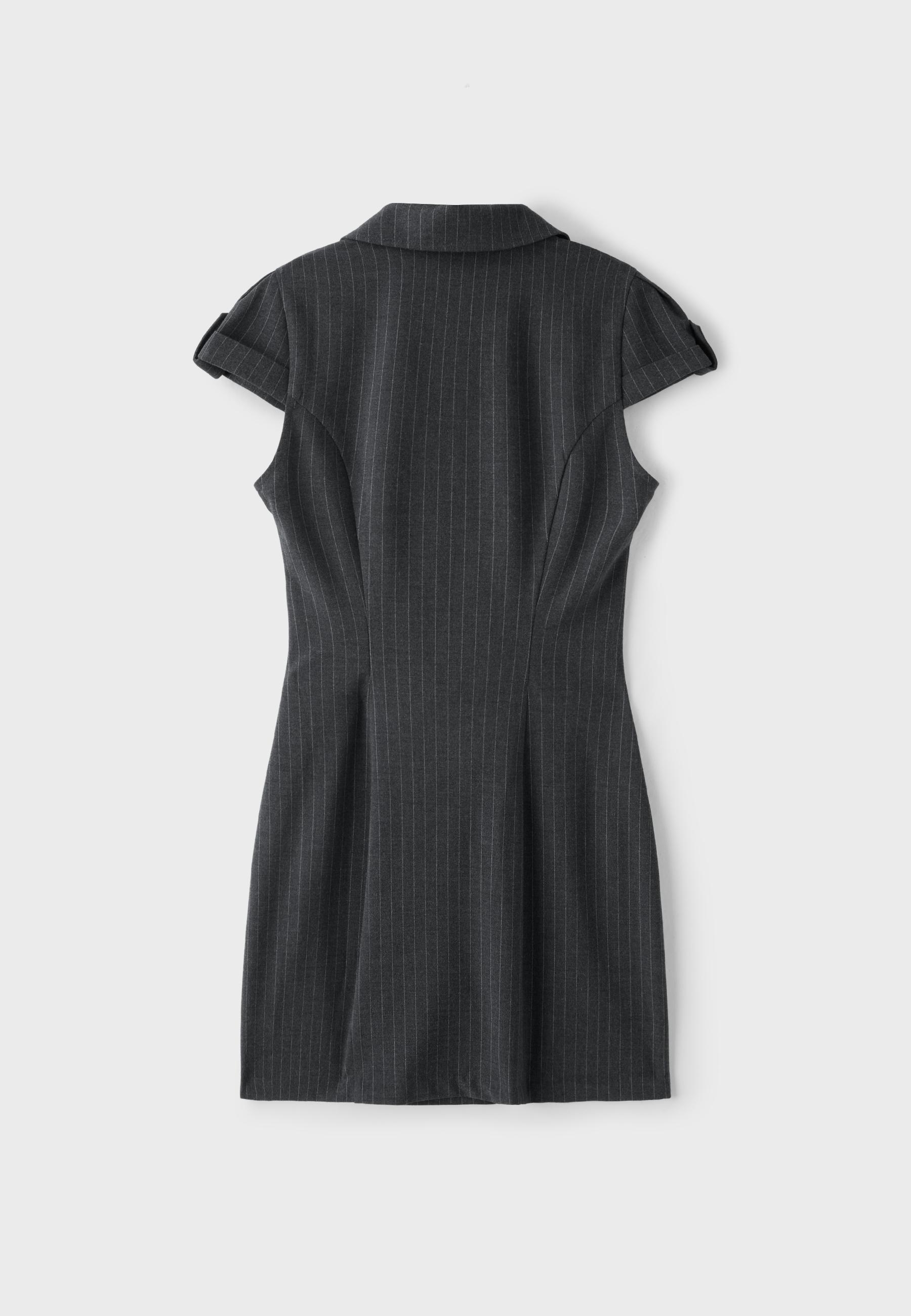 Tailored mini dress with buttons — Dark grey