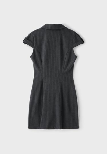 Sartorial mini dress with buttons — Dark grey 7