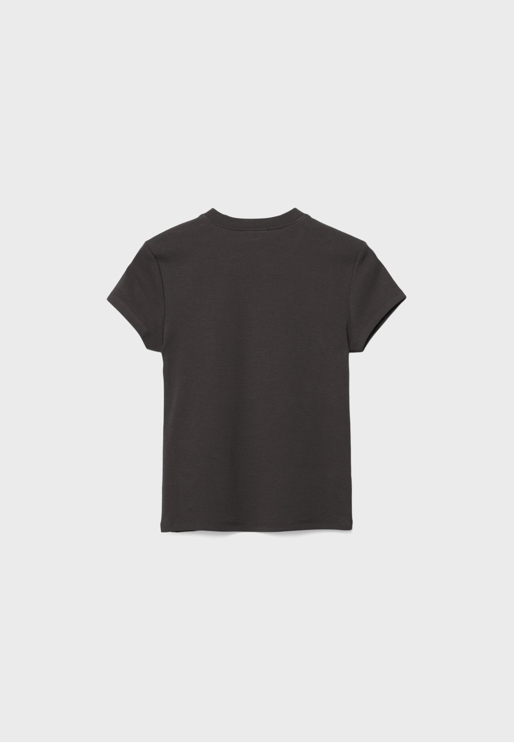 Basic round neck short sleeve T-shirt — Brown