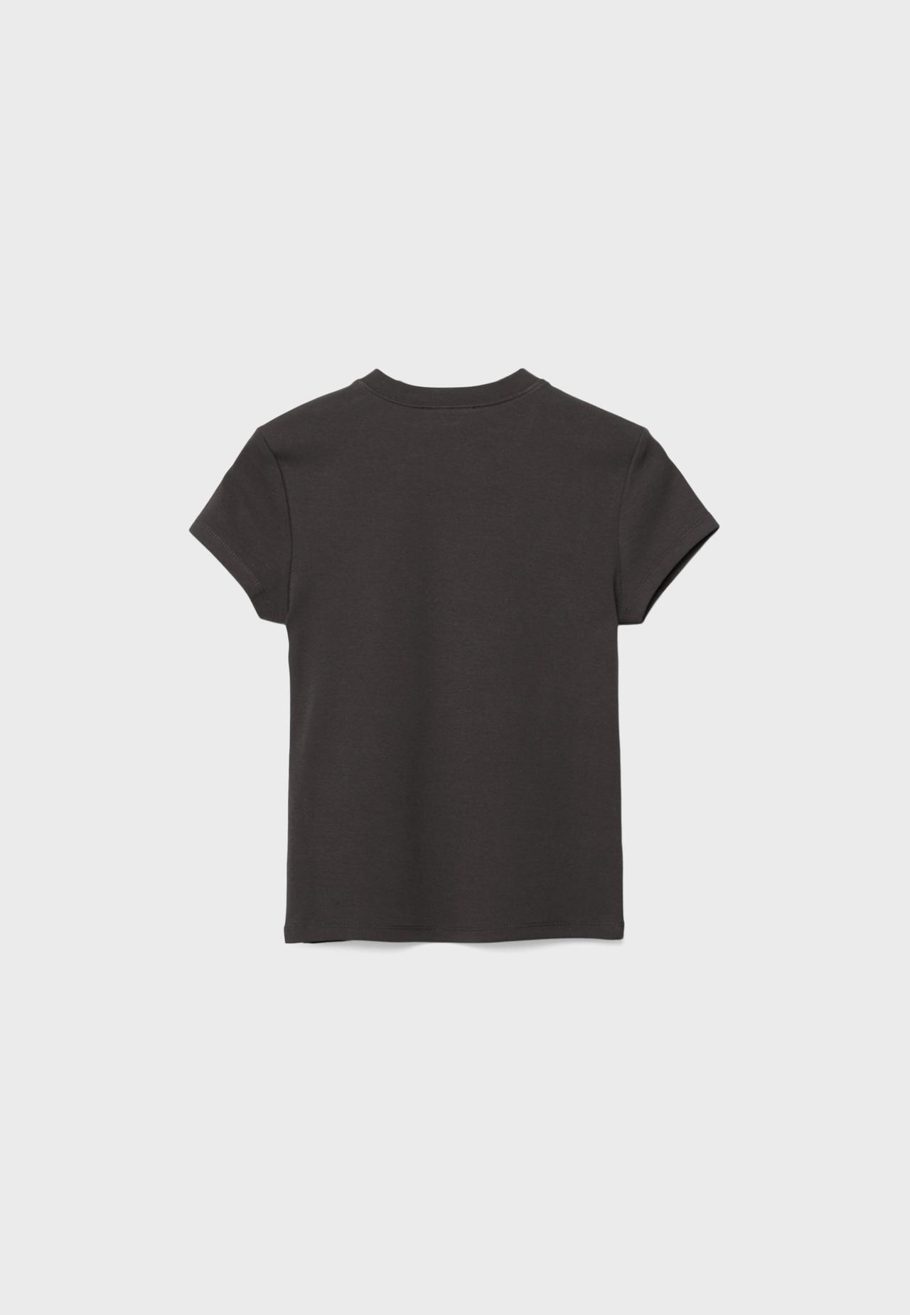 Basic round neck short sleeve T-shirt — Brown