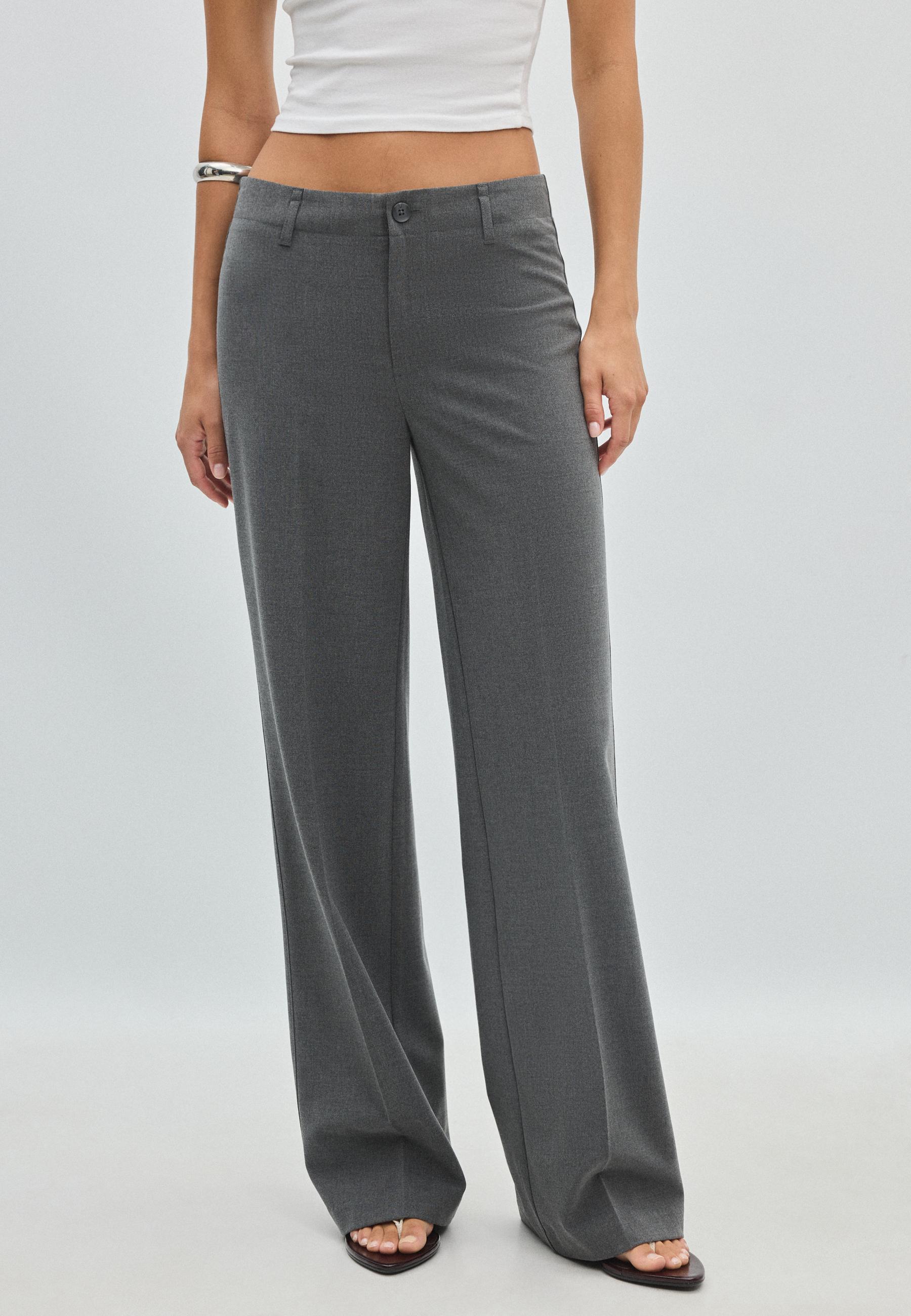 Stradivarius Αμπιγιέ Παντελόνι Σε Ίσια Γραμμή Slim Fit Ανθρακί 42