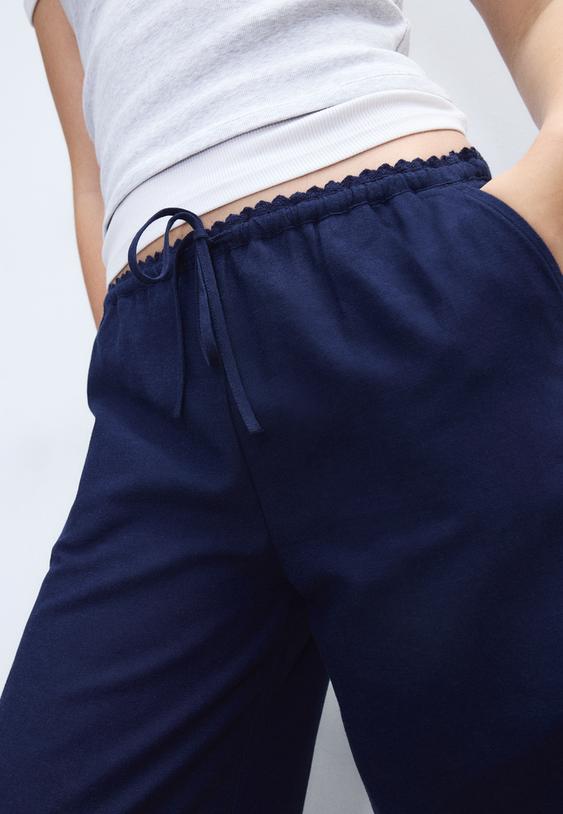 Панталон Тип Wide Leg С Ефект На Лен