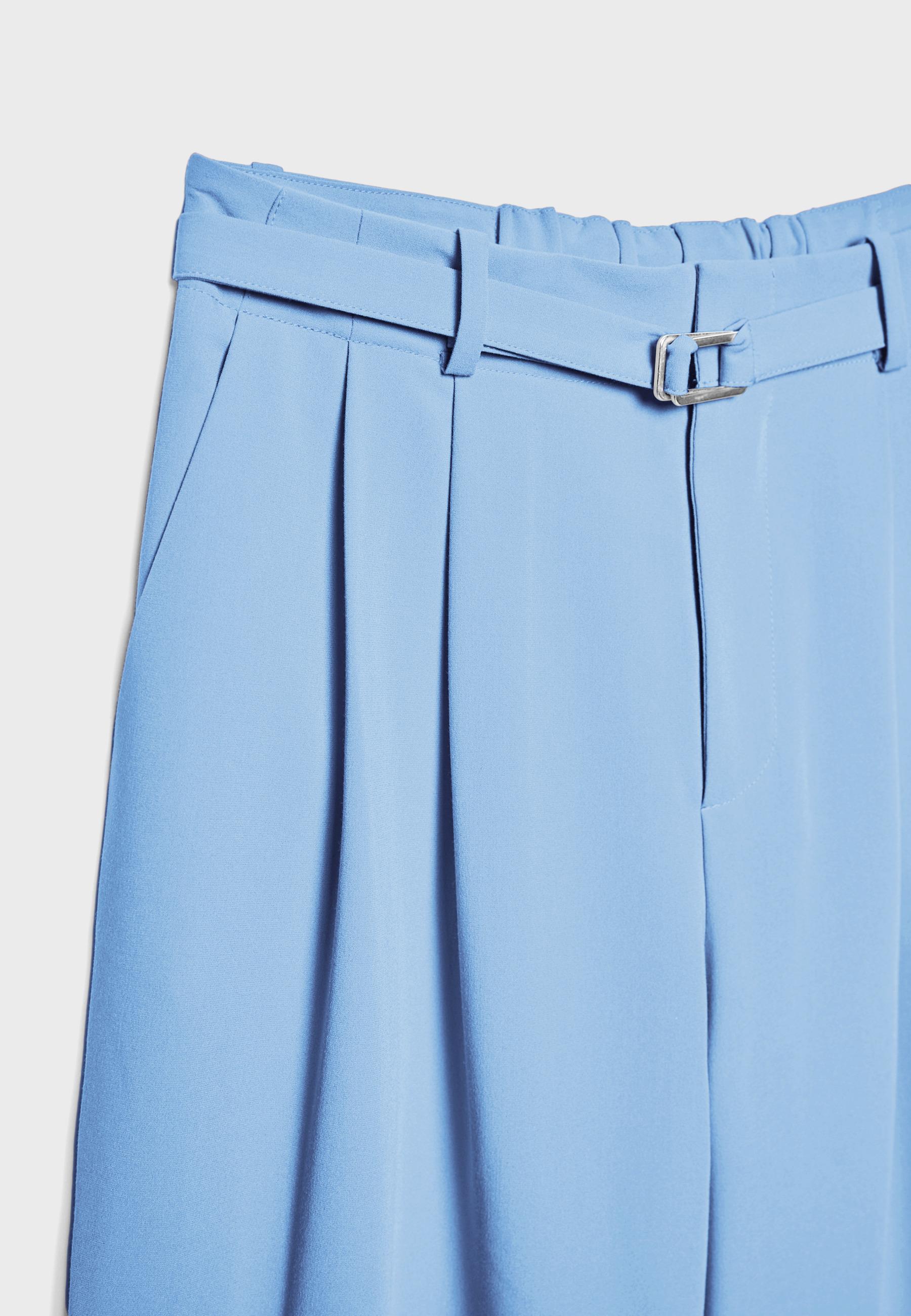Wide-leg trousers with buckle detail — Sky blue