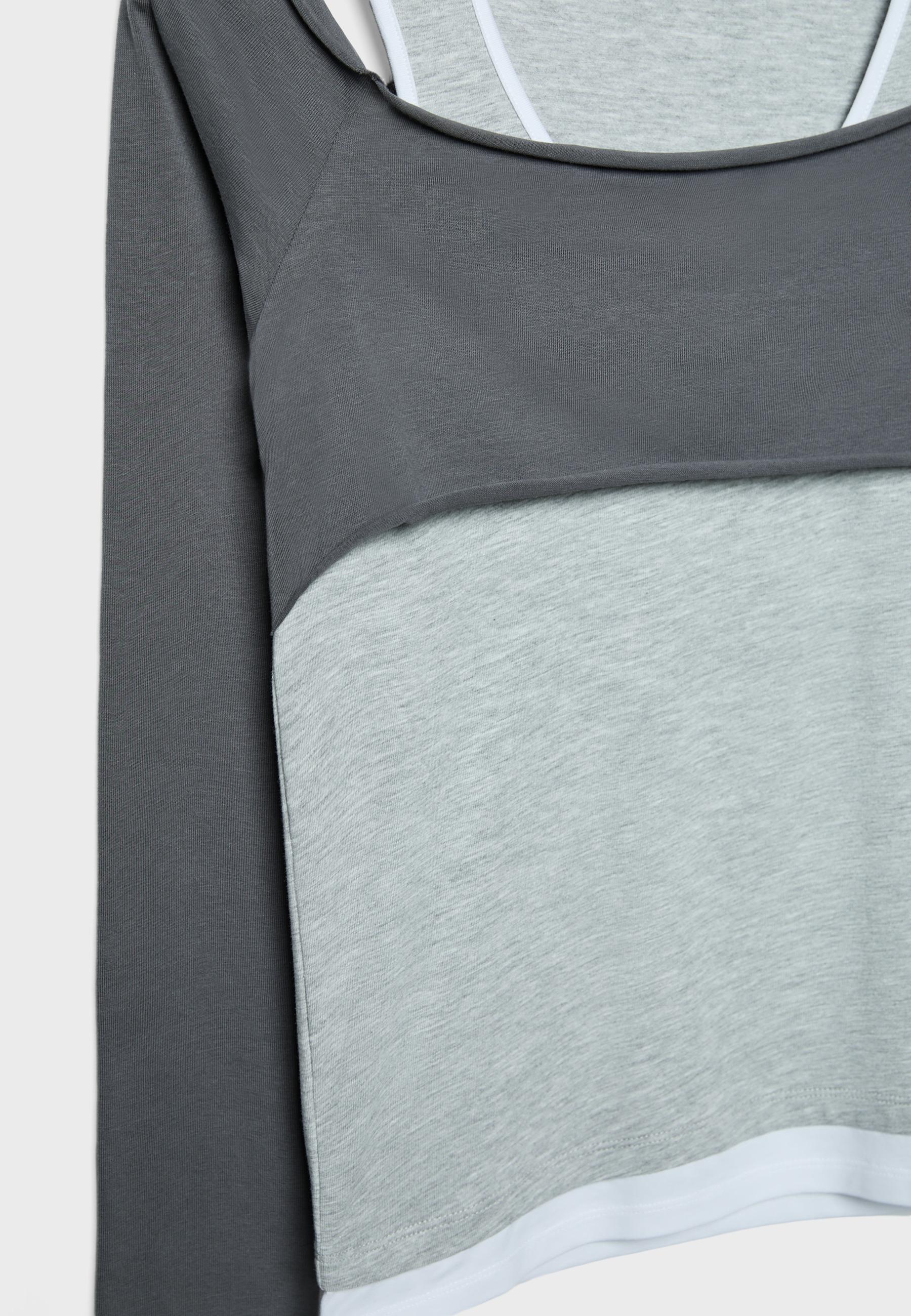 Long sleeve overlay top — Grey