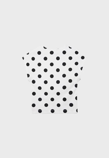 Polka dot mini short sleeve T-shirt — Ecru 7