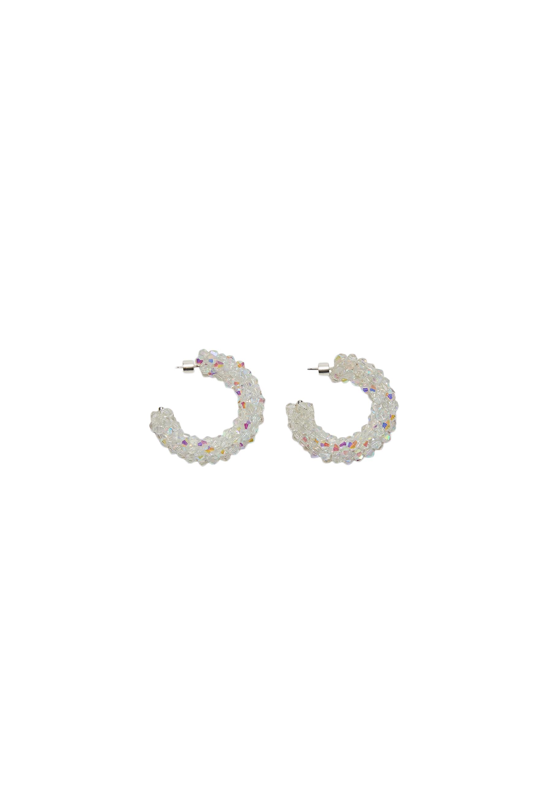 Multi-bead hoop earrings — White
