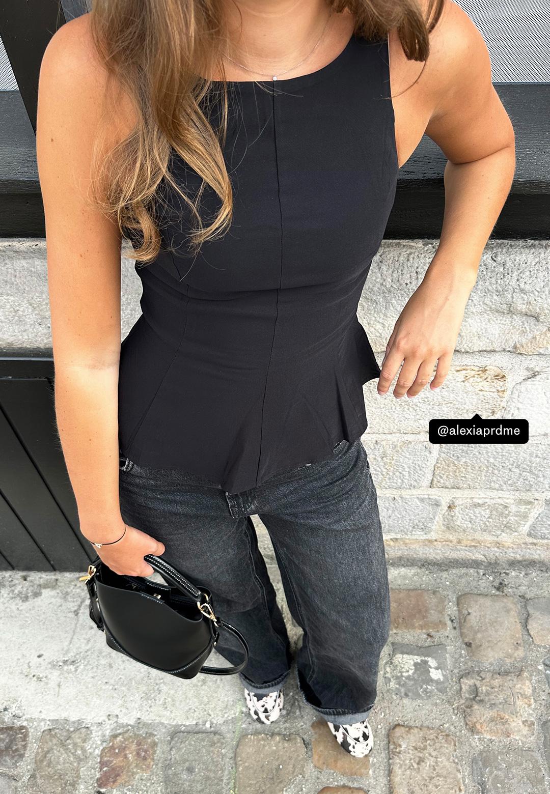 D98 vintage effect straight-leg jeans — BLACK DENIM WASHED EFFECT