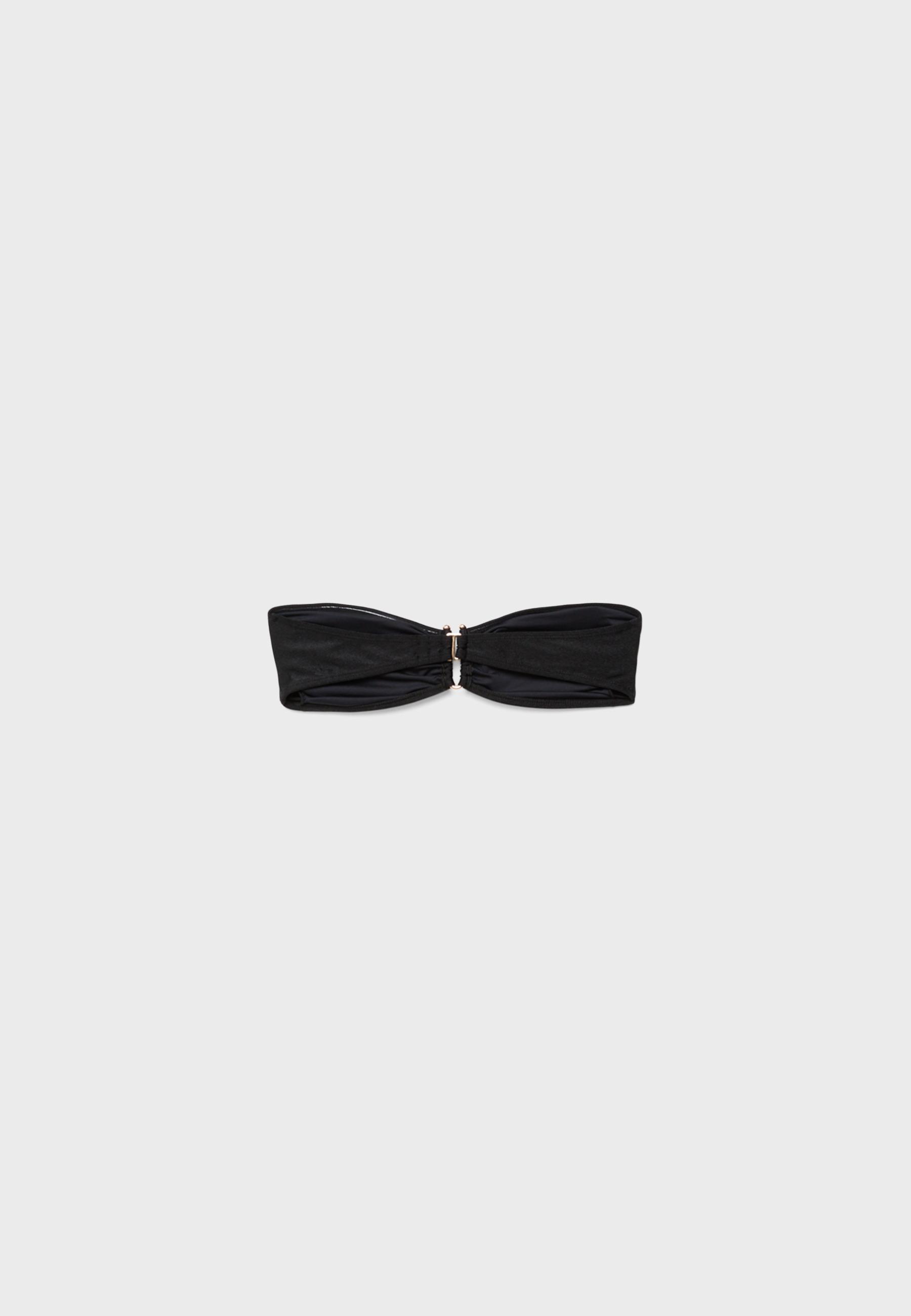 U-neck bandeau bikini top — Black