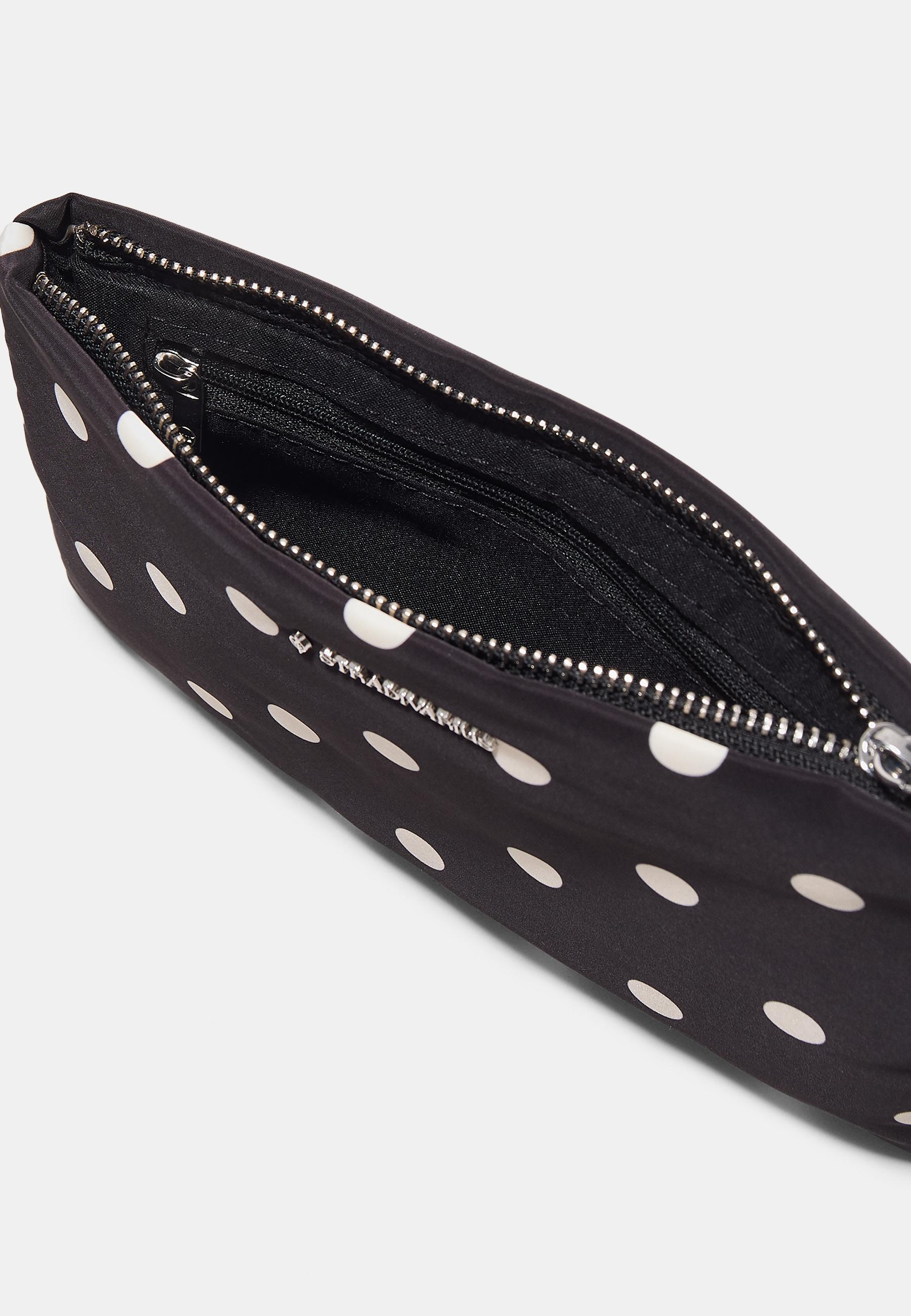 Printed fabric zip-up wash bag — Black
