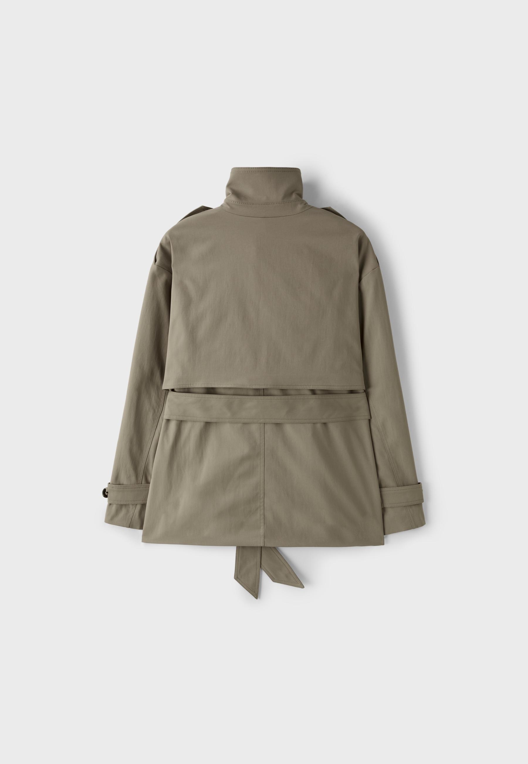High-neck regular trench coat — Beige