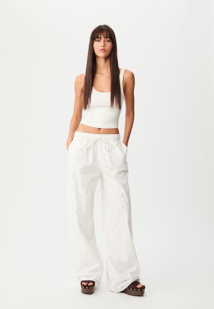 pantalon fluido bordado