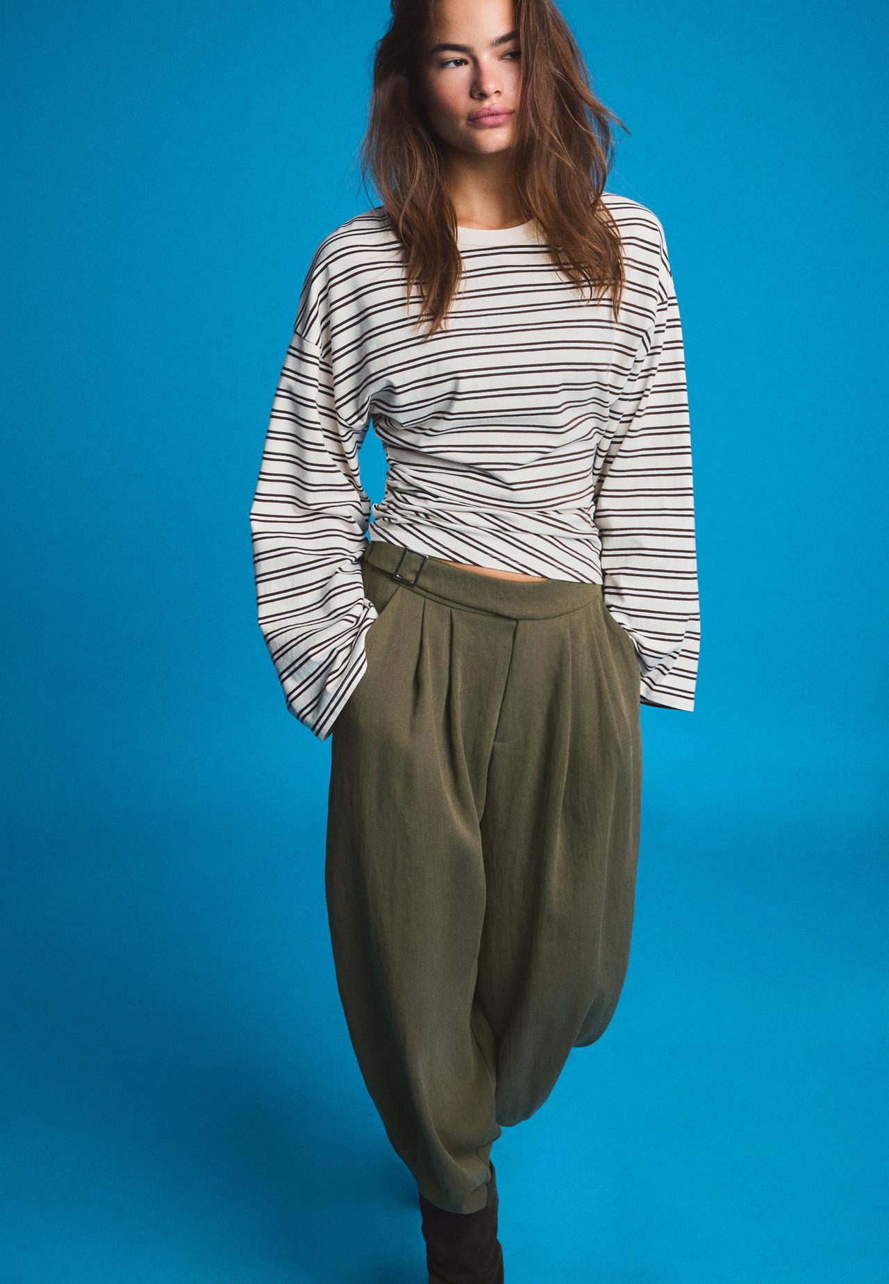 Sarouel trousers with buckle — Khaki
