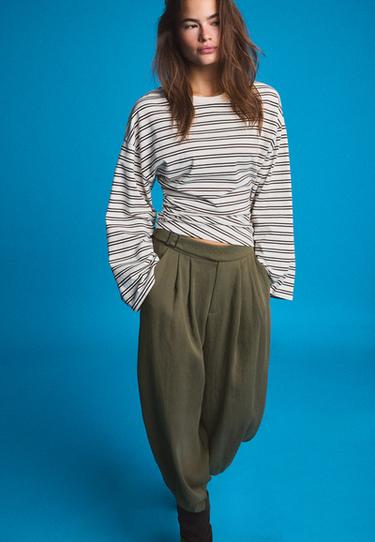 Sarouel trousers with buckle — Khaki 2