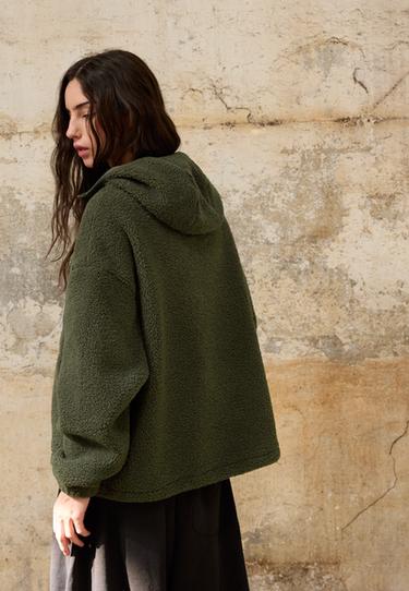 Faux shearling coat with toggles — Khaki 5