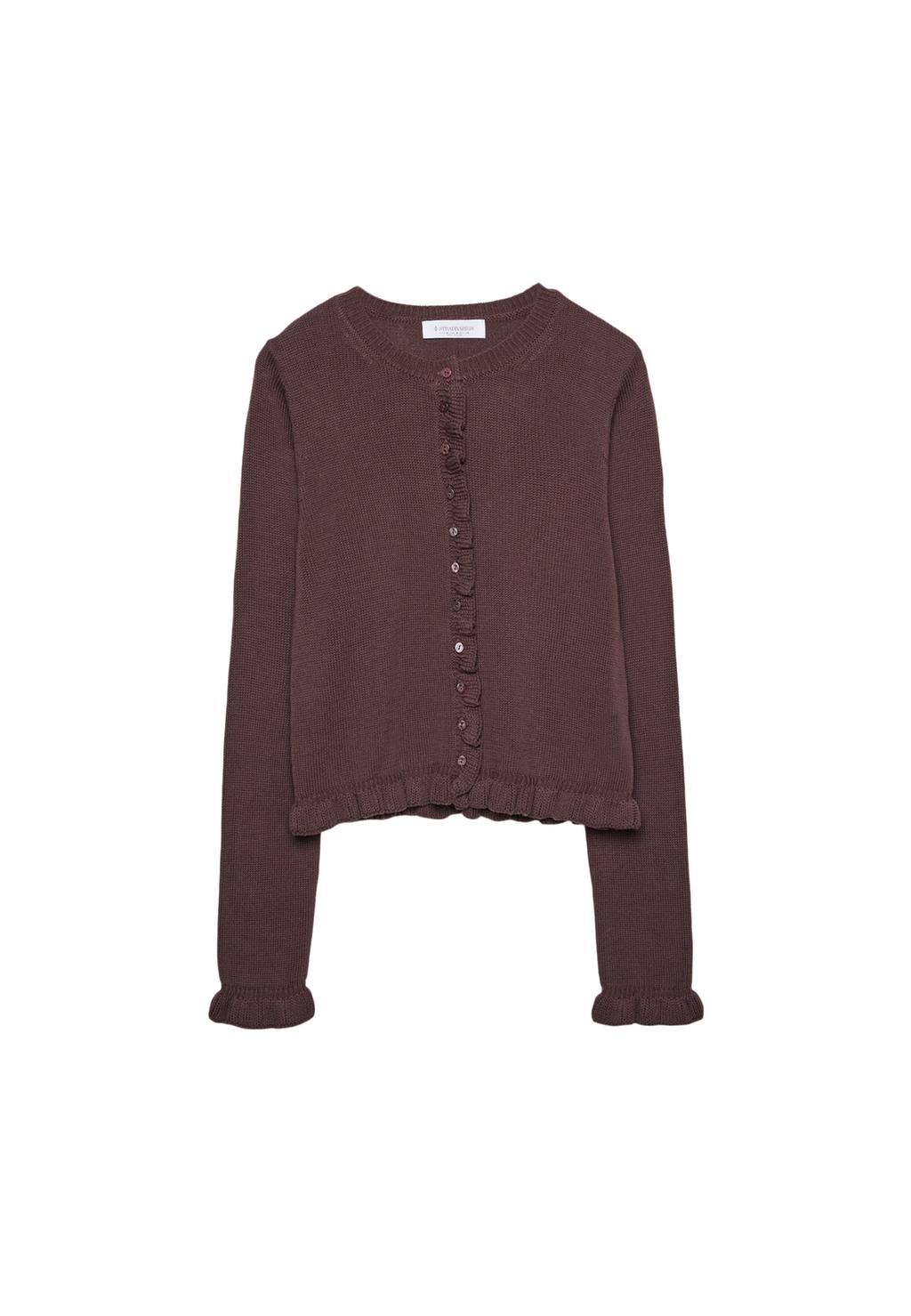 Knit cardigan with buttons and ruffles
