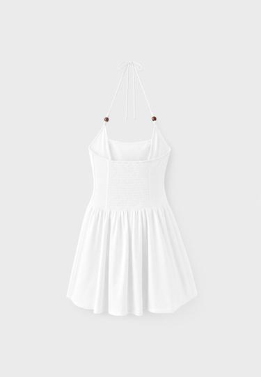 Beaded A-line dress — Ecru 8