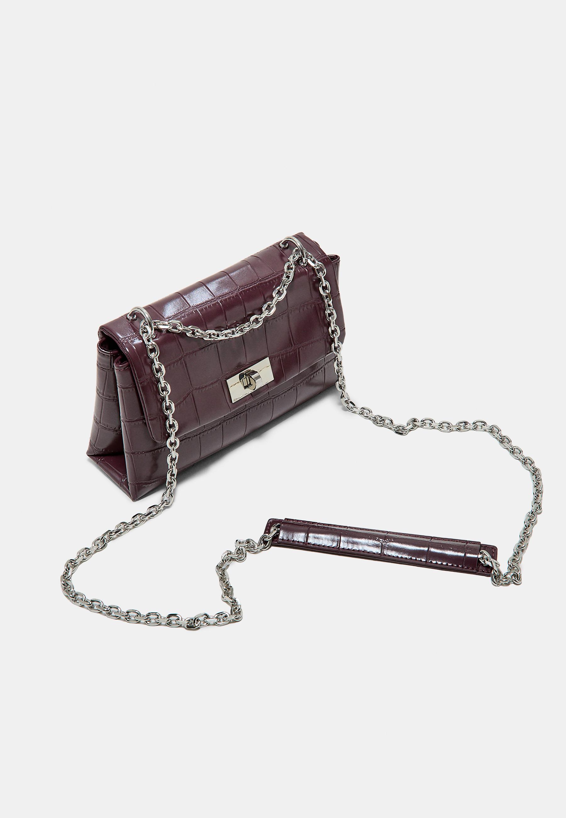Rigid coconut effect crossbody bag — Burgundy