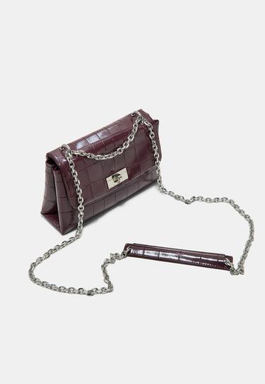 Rigid coconut-effect crossbody bag — Burgundy 3