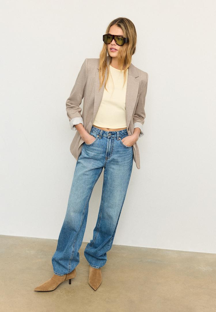 Stradivarius Sacou Slim Fit Ecru Xs