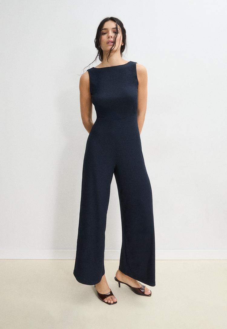 Stradivarius Ίσια Μακριά Ολόσωμη Φόρμα Χωρίς Μανίκια Navy Blue S