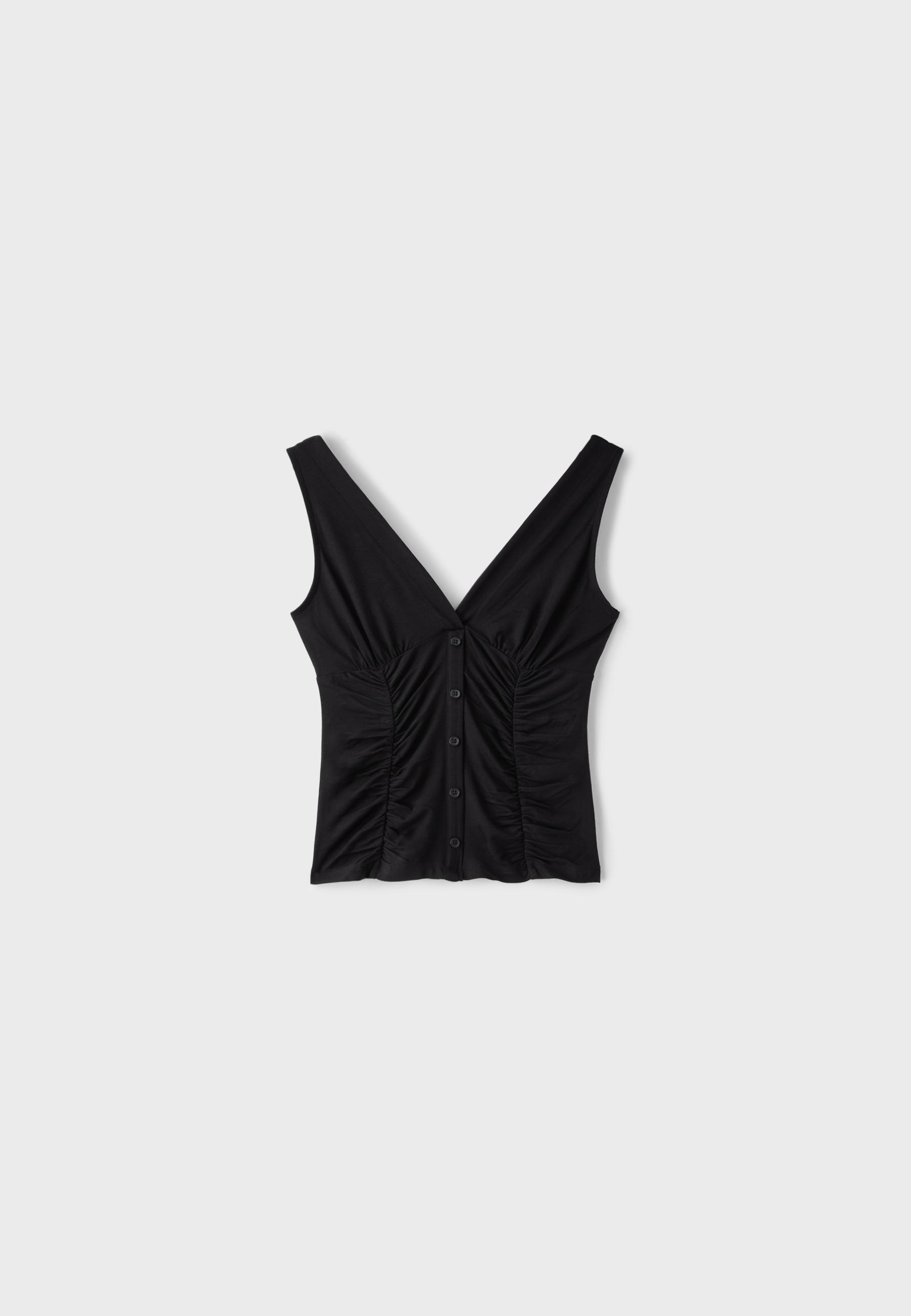Fitted gathered top — Black