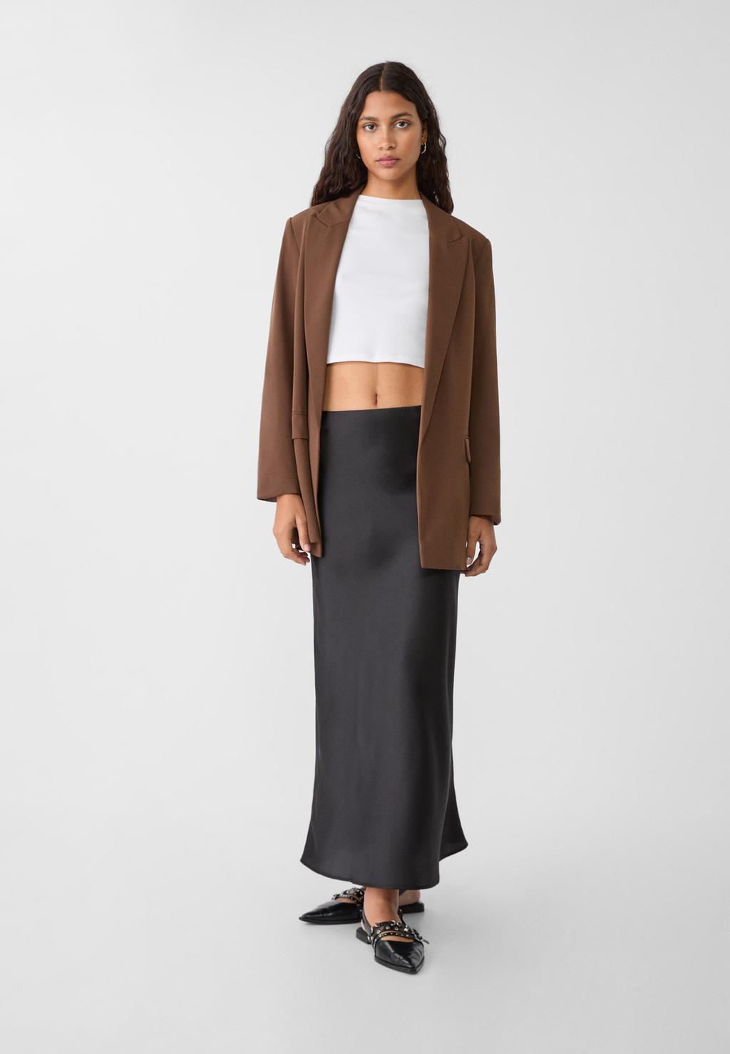 Satin midi skirt