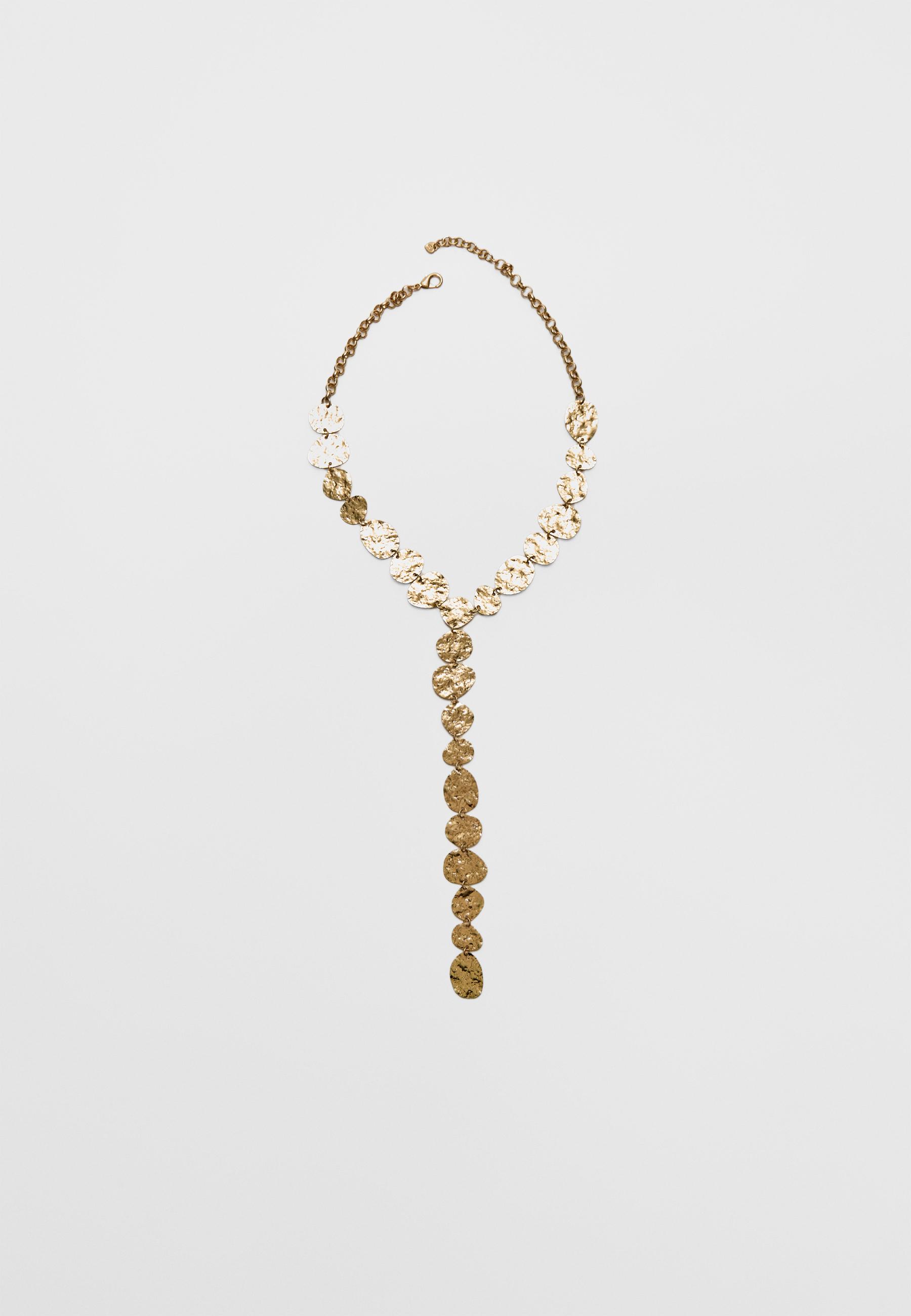 Textured lariat necklace — Gold