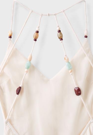 Embellished back shift dress — Stone 9