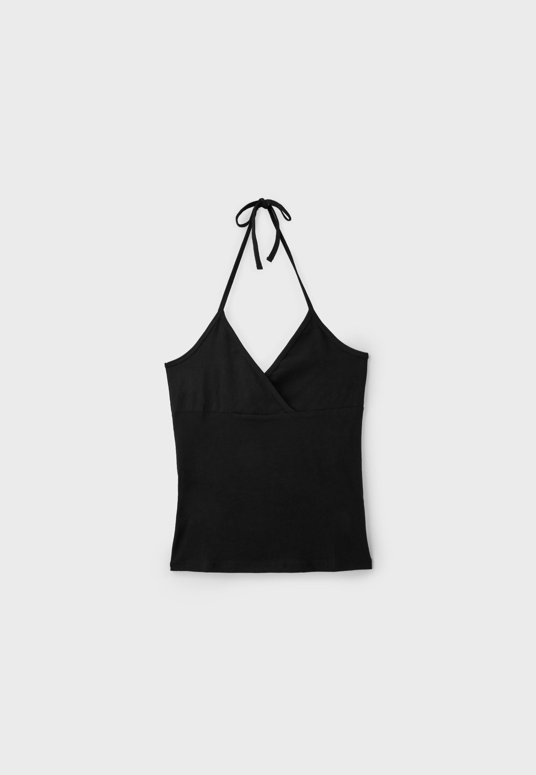 Fitted halter top — Black