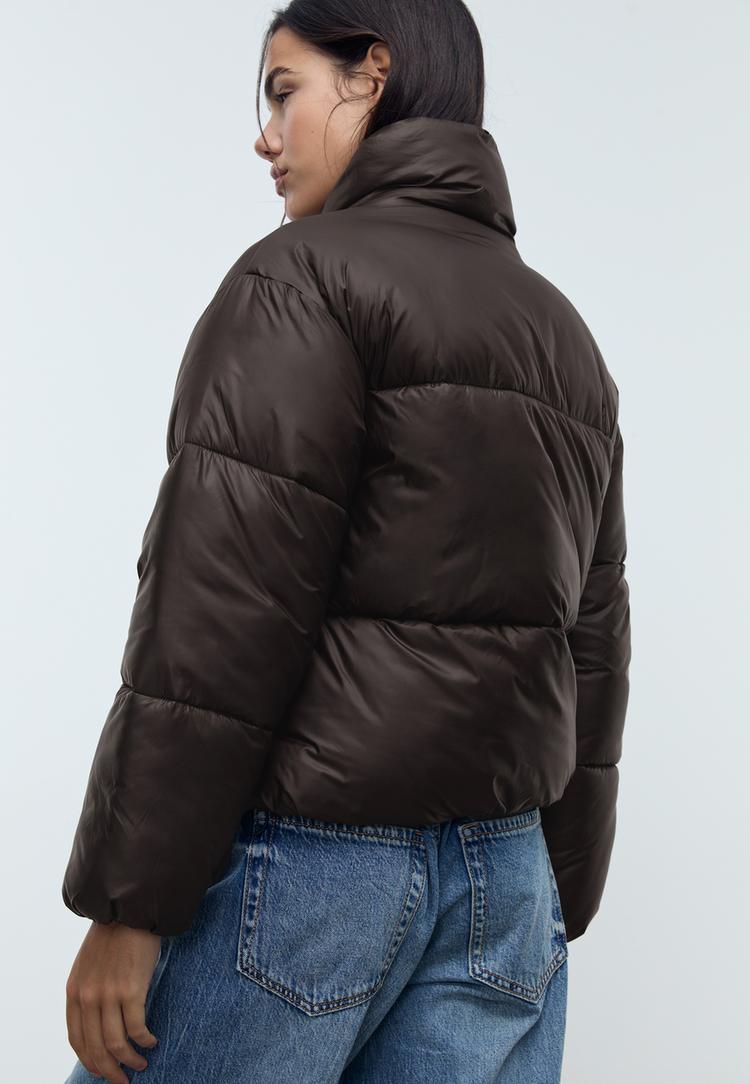 satin effect puffer jacket