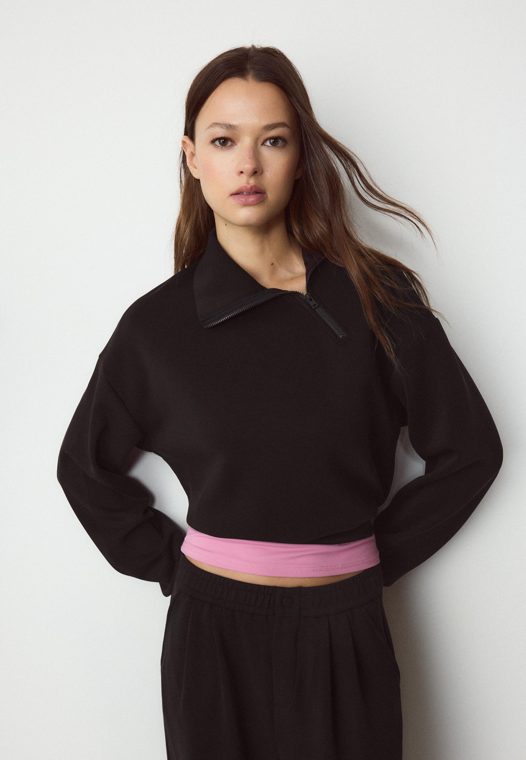 Yumuşak dokulu yan fermuarlı sweatshirt