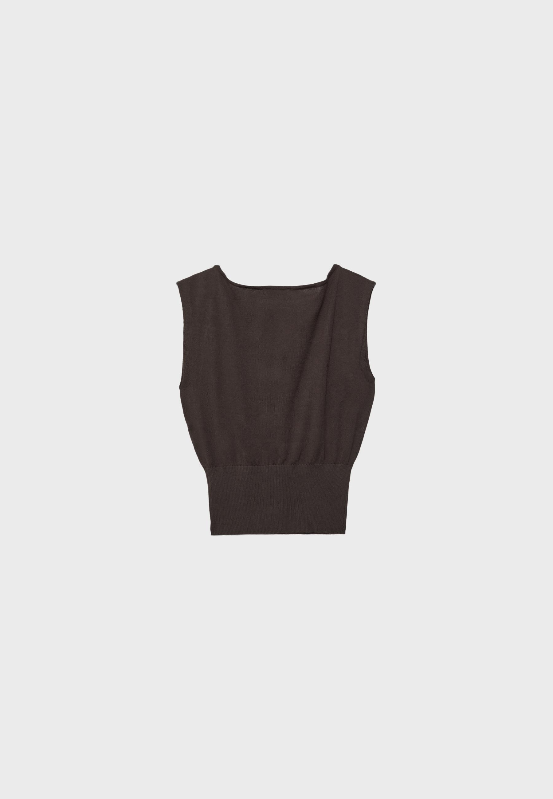 Knit top with sash — Brown