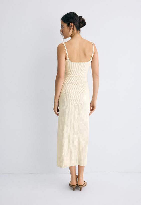 vestido midi bengalina escote cuadrado