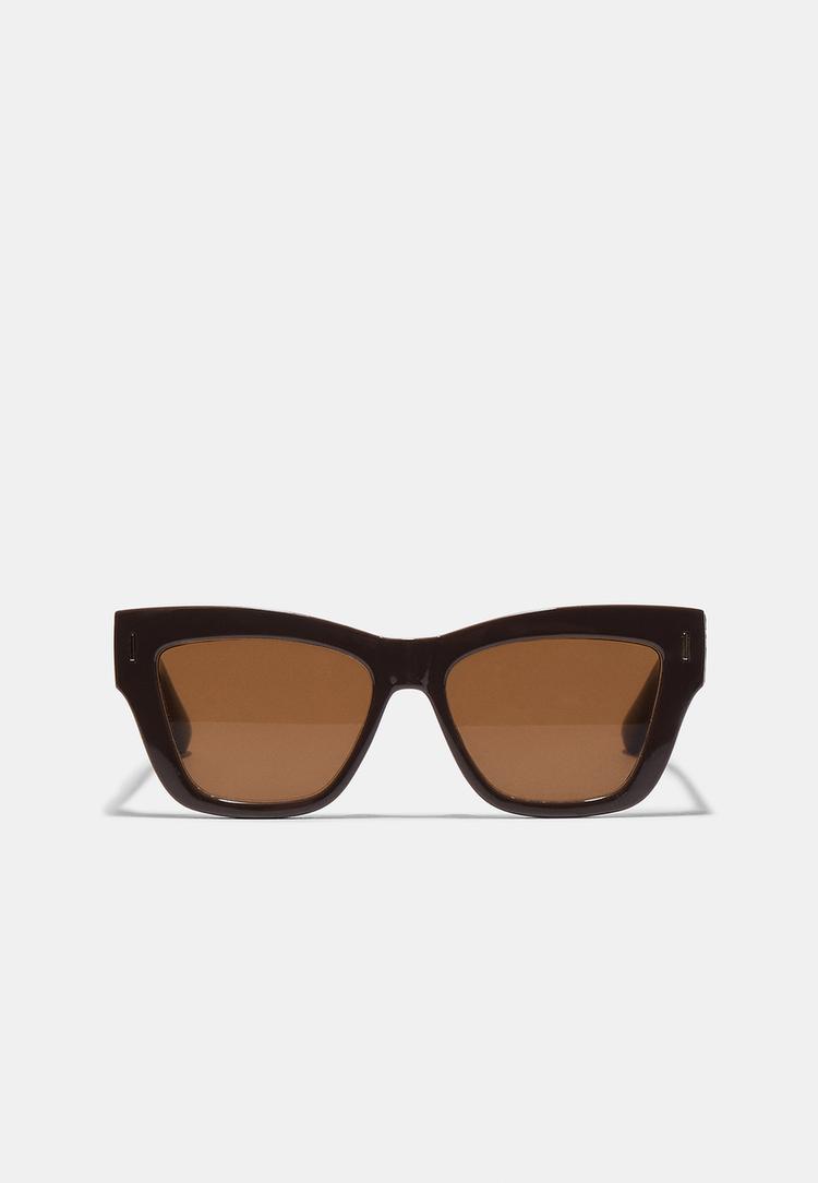Stradivarius Τετράγωνα Γυαλιά Ηλίου Cat Eye Από Ρητίνη Με Λεπτομέρεια Καφέ Os