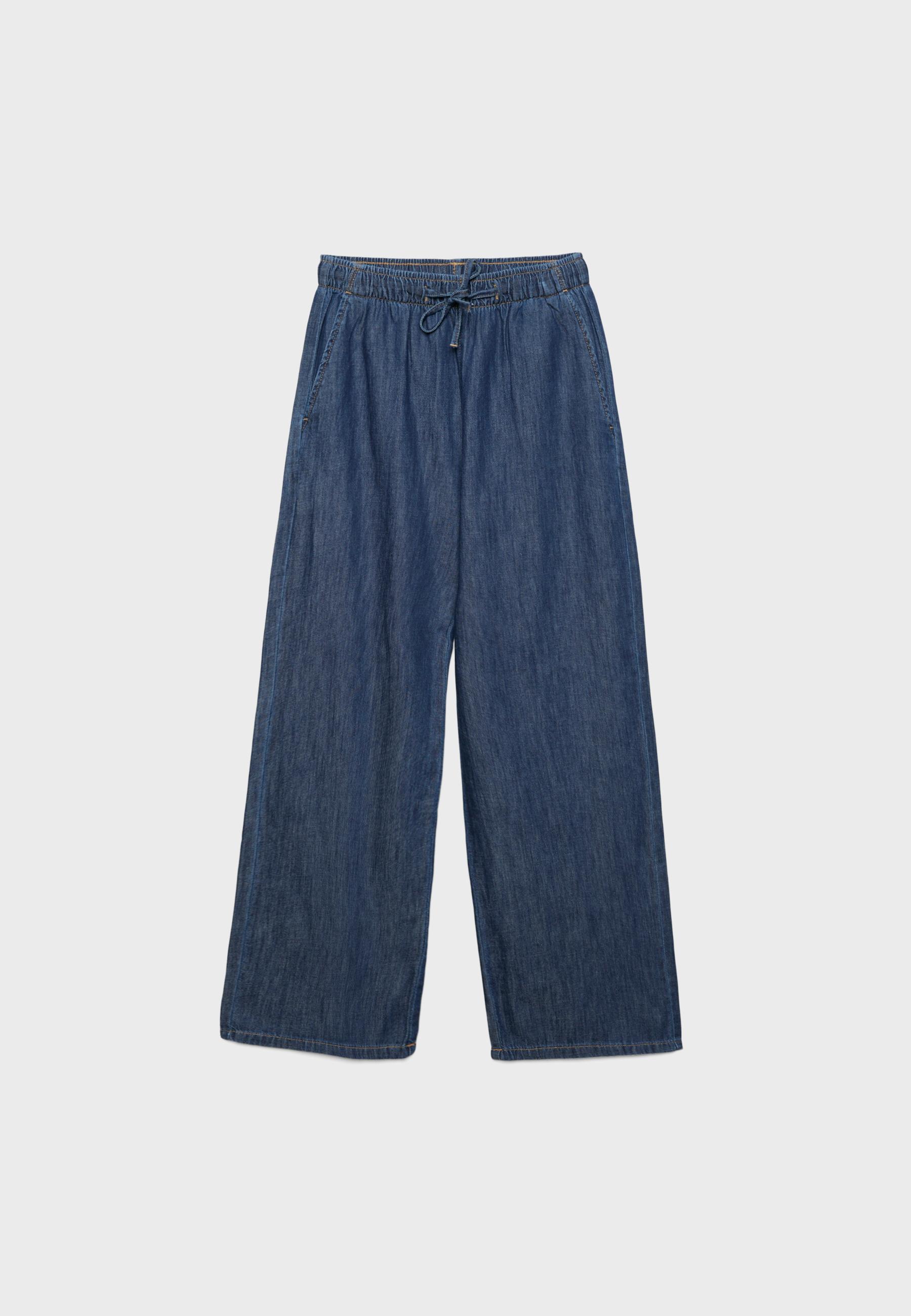 Flowy denim drawstring trousers — RINSE BLUE DENIM