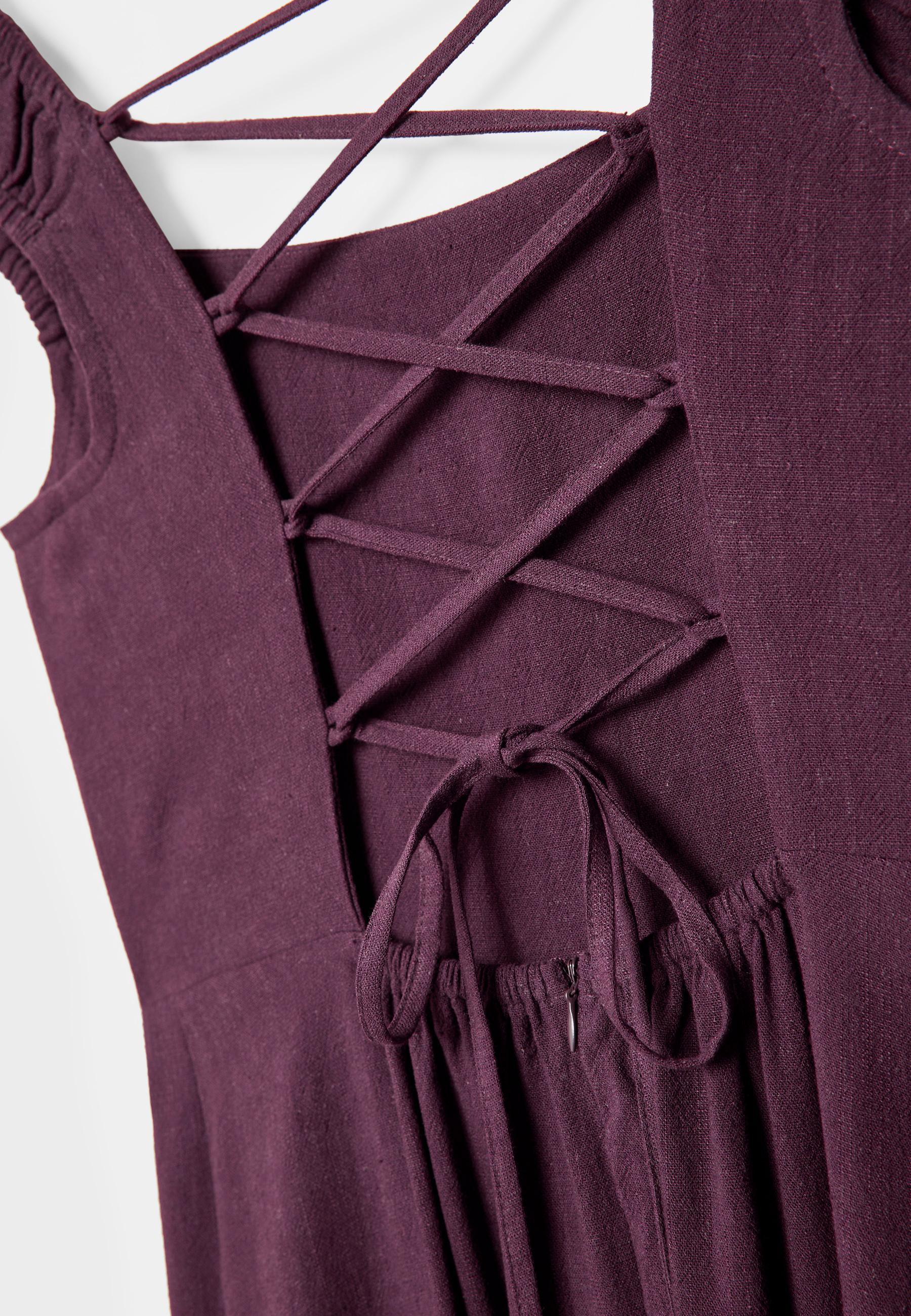 Midi dress with tie-back — Purple