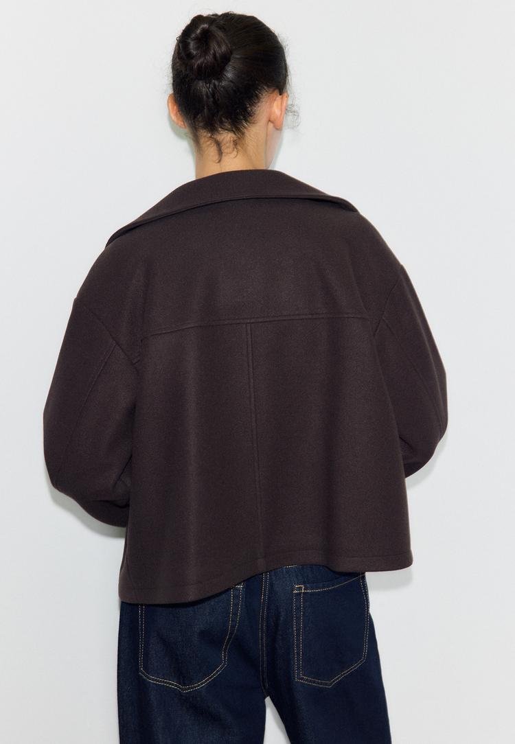 cazadora cruzada cuello alto tacto suave